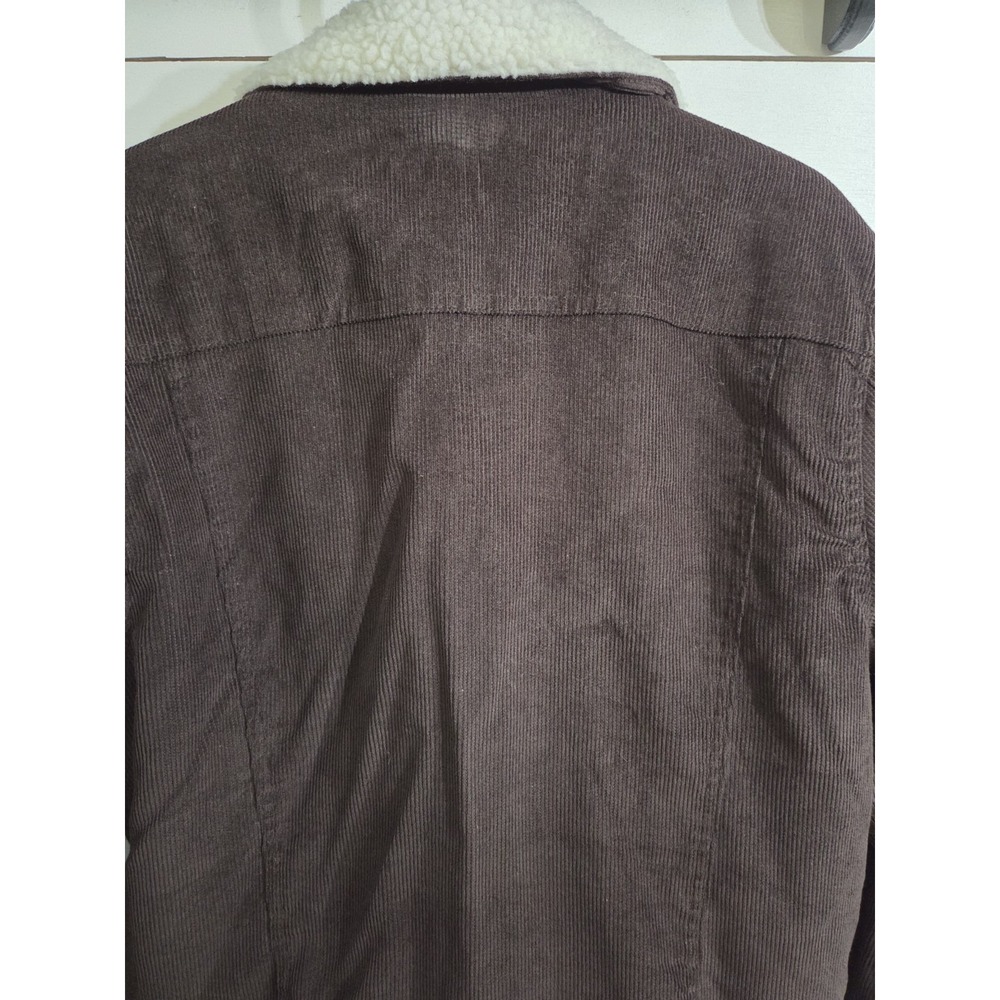 Brooklyn Cloth Mens Brown L Corduroy Sherpa Lined Trucker Jacket Snaps Nice - Picture 9 of 12